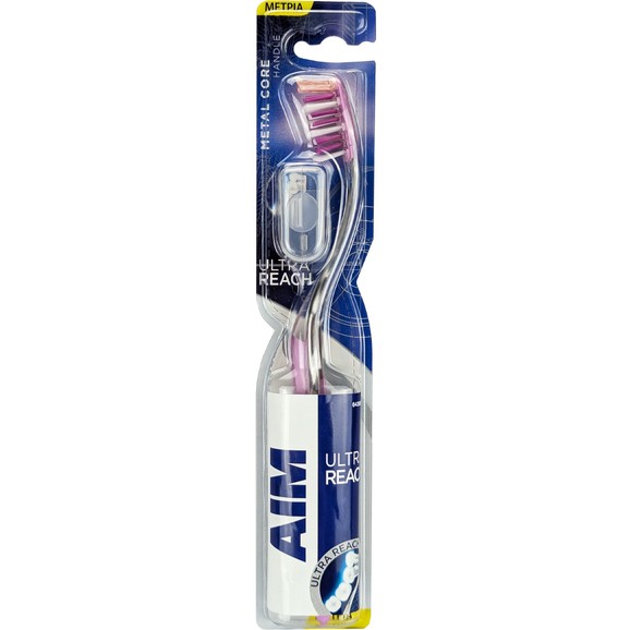 Aim Ultra Reach Medium Toothbrush 1 Τεμάχιο - Ροζ Aim Ultra Reach Medium Toothbrush 1 Τεμάχιο - Ροζ