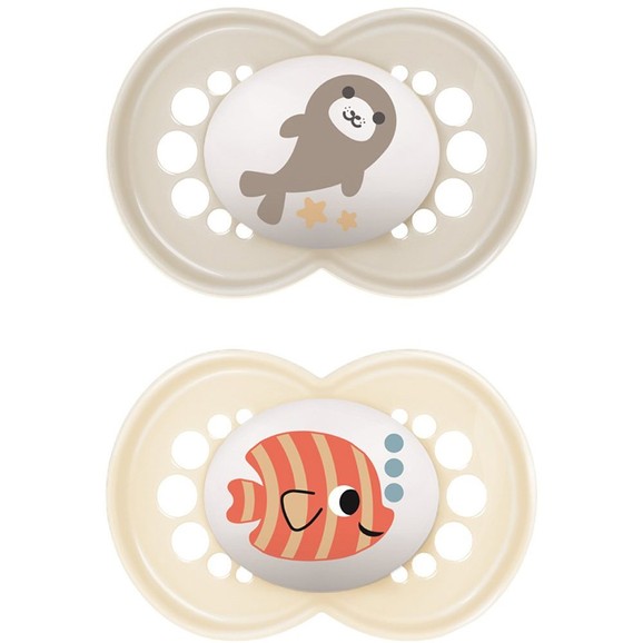 Mam Original Latex Soother 6-16m Κωδ 151LUc, 2 Τεμάχια - Σομόν / Κρεμ