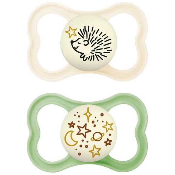 Mam Supreme Night Silicone Soother 16m+, Κωδ 298S, 2 Τεμάχια - Μπεζ / Πράσινο Mam Supreme Night Silicone Soother 16m+, Κωδ 298S, 2 Τεμάχια - Μπεζ / Πράσινο