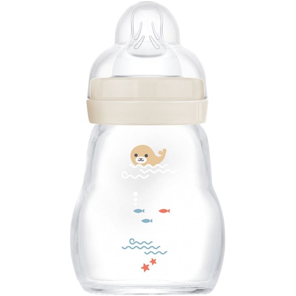 Mam Feel Good Premium Glass Baby Bottle 0m+, Κωδ 370SUc, 170ml - Κρεμ