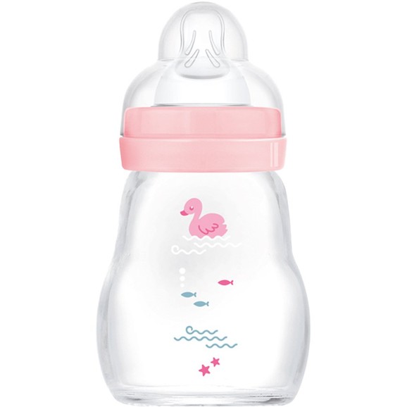 Mam Feel Good Premium Glass Baby Bottle 0m+, Κωδ 370SGc, 170ml - Ροζ