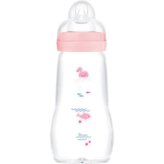 Mam Feel Good Premium Glass Bottle 2m+, Κωδ 375SG, 260ml - Ροζ