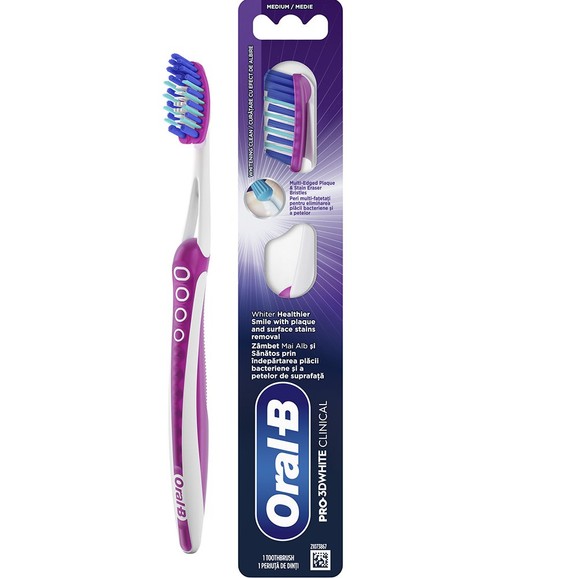 Oral-B Pro 3D White Clinical Medium Toothbrush 1 Τεμάχιο - Ροζ Oral-B Pro 3D White Clinical Medium Toothbrush 1 Τεμάχιο - Ροζ