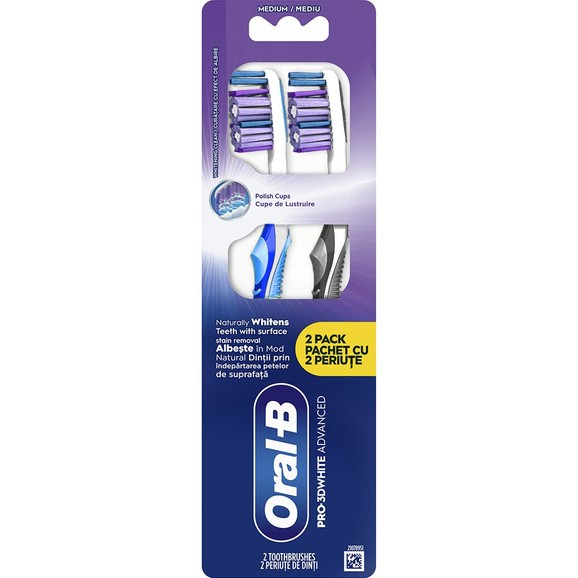 Oral-B Promo Pro 3D White Advanced Medium Toothbrush 2 Τεμάχια - Μπλε / Γκρι Oral-B Promo Pro 3D White Advanced Medium Toothbrush 2 Τεμάχια - Μπλε / Γκρι