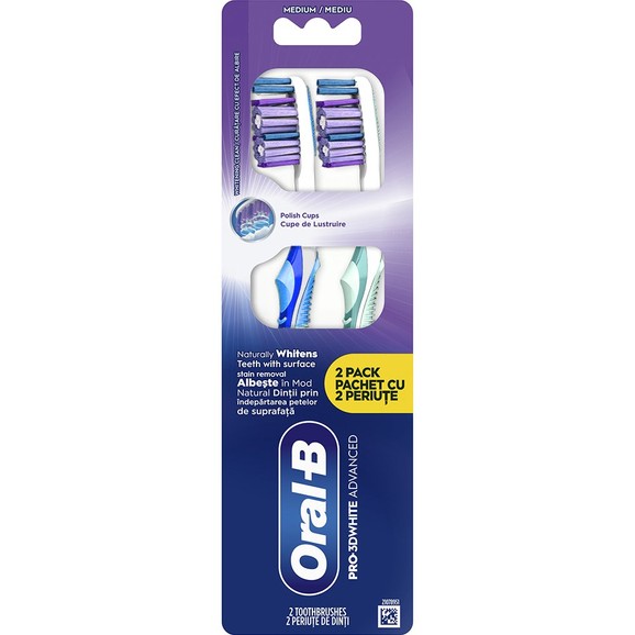 Oral-B Promo Pro 3D White Advanced Medium Toothbrush 2 Τεμάχια - Μπλε / Πετρόλ Oral-B Promo Pro 3D White Advanced Medium Toothbrush 2 Τεμάχια - Μπλε / Πετρόλ