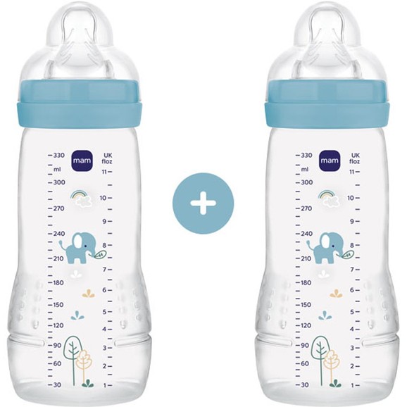 Mam Promo Easy Active Baby Bottle 4m+, Κωδ 365SBc 330ml, 2 Τεμάχια - Ελέφαντας