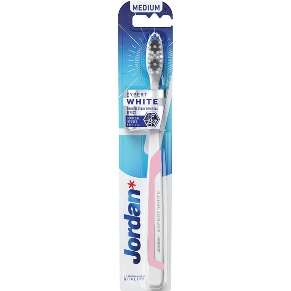 Jordan Expert White Medium Toothbrush 1 Τεμάχιο - Ροζ