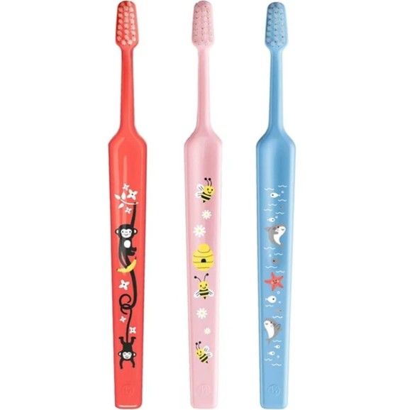 TePe Mini Extra Soft 0-6 Years Toothbrush 3 Τεμάχια - Κοραλί/ Ρόζ/ Γαλάζιο