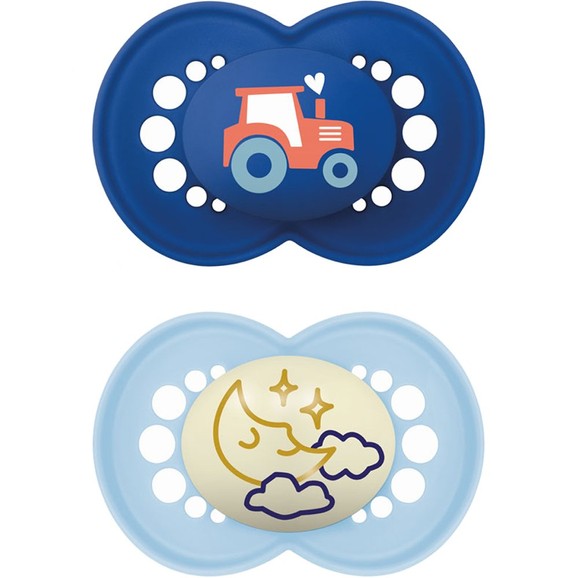 Mam Day & Night Silicone Soother 6-16m 2 Τεμάχια, Κωδ 174SBc -Σκούρο Μπλε / Γαλάζιο