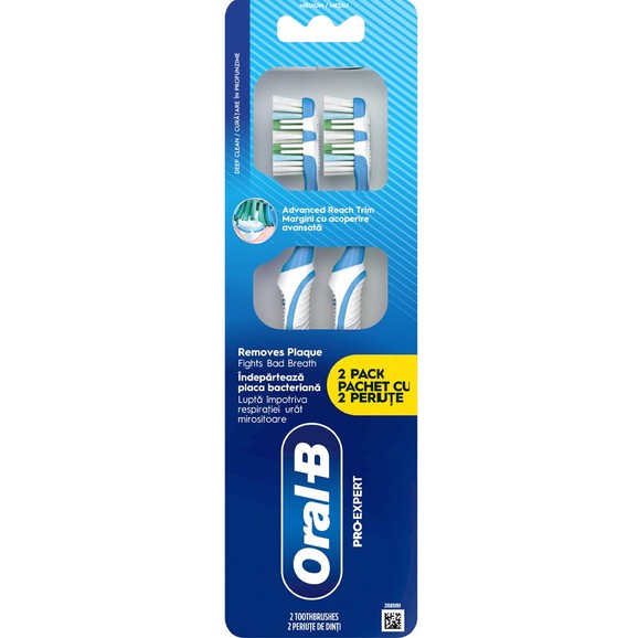 Oral-B Promo Pro Expert Medium Toothbrush 2 Τεμάχια - Μπλε