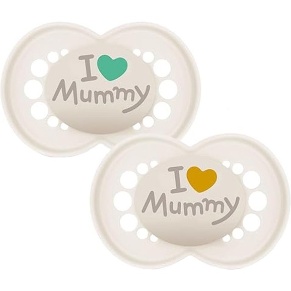 Mam Original Ι Love Mummy Silicone Soother 6-16m 2 Τεμάχια, Κωδ 170SU2c - Κρεμ