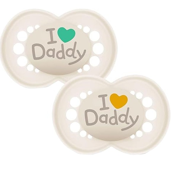 Mam Original I Love Daddy Orthodontic Silicone Soother 16m+ Κωδ 265SU1c, 2 Τεμάχια - Κρεμ