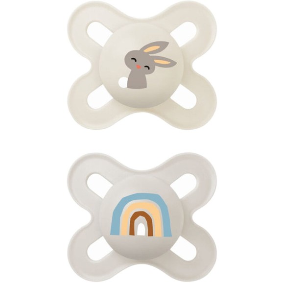 Mam Original Start Silicone Soother 0-2m 2 Τεμάχια, Κωδ 125SGc - Ζαχαρί / Γκρί