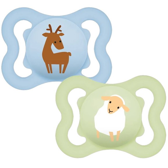 Mam Air Silicone Soother 2-6m Κωδ 120SBc, 2 Τεμάχια - Γαλάζιο / Πράσινο