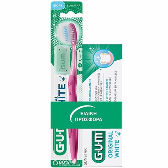Gum Sunstar Promo Original White Toothpaste 75ml & 561 Soft Toothbrush 1 Τεμάχιο - Φούξια