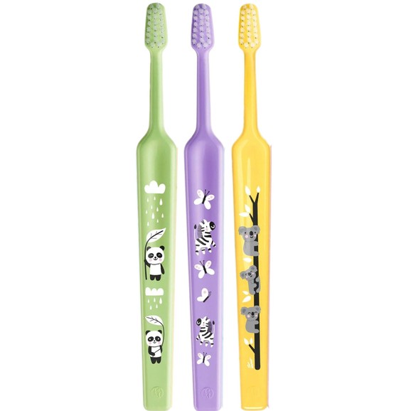 TePe Mini Extra Soft 0-6 Years Toothbrush 3 Τεμάχια - Λαχανί / Λιλά / Κίτρινο