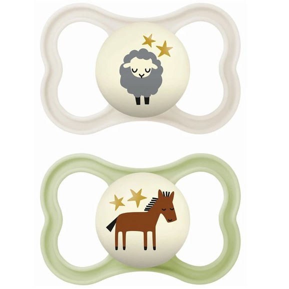 Mam Supreme Night Silicone Soother 16m+ Κωδ 298SUc, 2 Τεμάχια - Κρεμ / Φυστικί