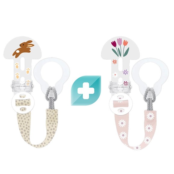 Mam Clip Set 0m+ Κωδ 312G, 2 Τεμάχια - Ροζ / Μπεζ