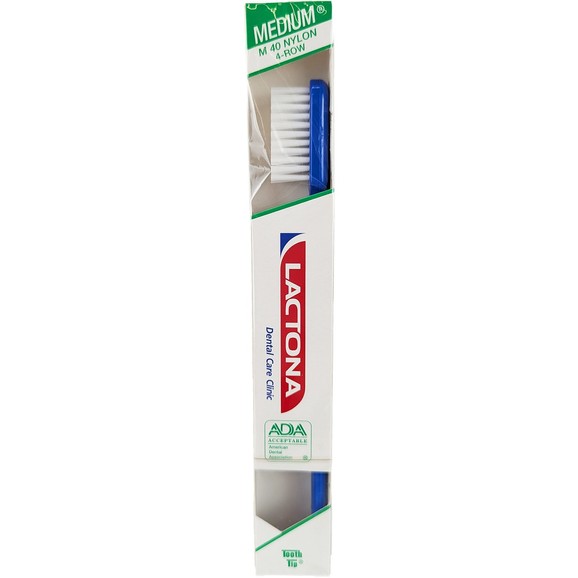 Lactona Natural Medium Nylon Μ40 4 Row Toothbrush 1 Τεμάχιο - Μπλε