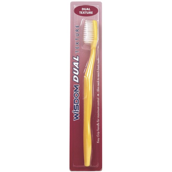Wisdom Dual Texture Toothbrush 1 Τεμάχιο - Κίτρινο
