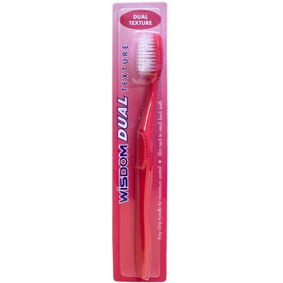 Wisdom Dual Texture Toothbrush 1 Τεμάχιο - Κόκκινο 