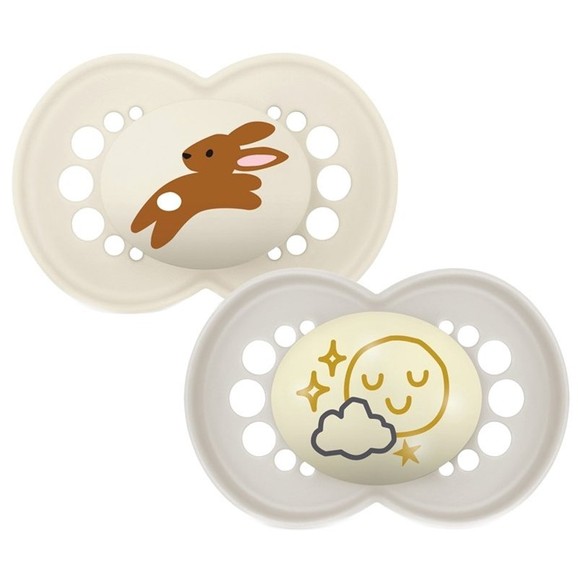 Mam Day & Night Silicone Soother 16m+,  2 Τεμάχια - Κρεμ / Γκρι