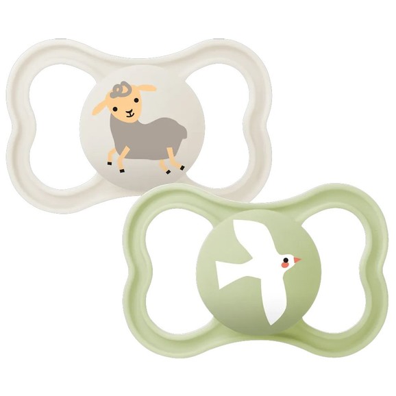 Mam Supreme Silicone Soother 16m+, 2 Τεμάχια Κωδ 295SBc - Κρεμ / Πράσινο