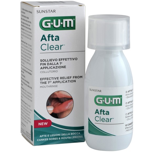 Gum Afta Clear Mouthrinse Στοματικό Διάλυμα για Άμεση Ανακούφιση Πόνου και Γρήγορης Επούλωσης 120ml