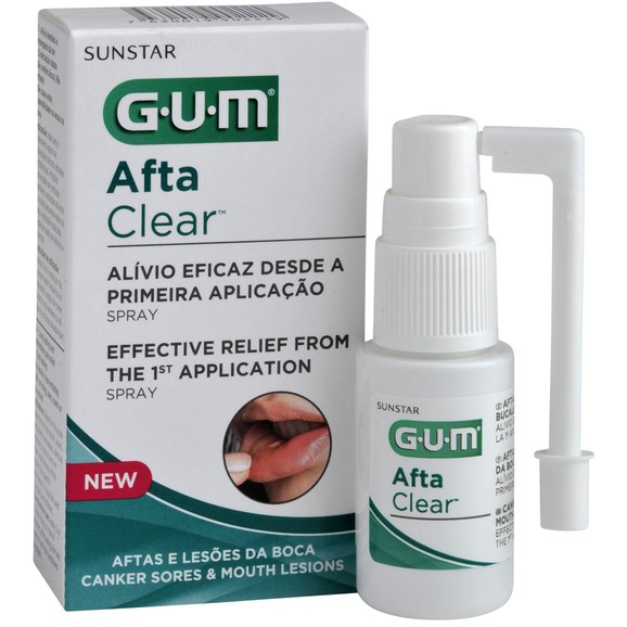 Gum Afta Clear Spray Μεγάλης Διάρκειας Σπρέυ για Άμεση Ανακούφιση Πόνου 15ml