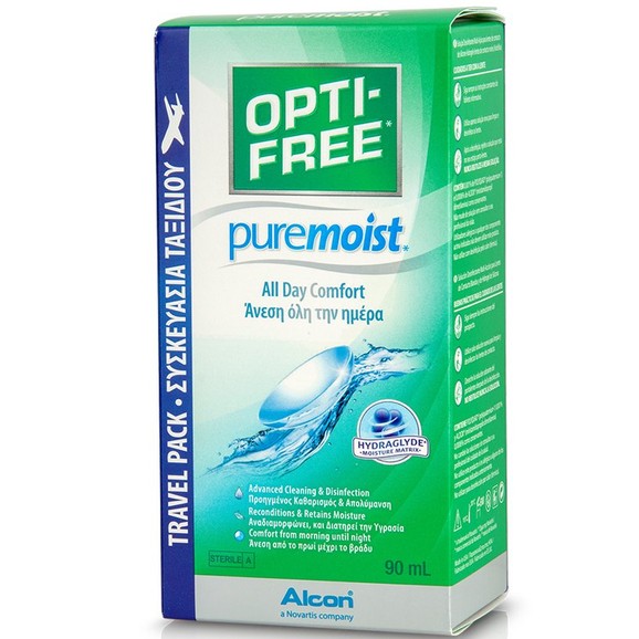 Alcon Opti-Free Pure Moist Υγρό Φακών Επαφής για Άνεση Όλη Μέρα Travel Pack 90ml