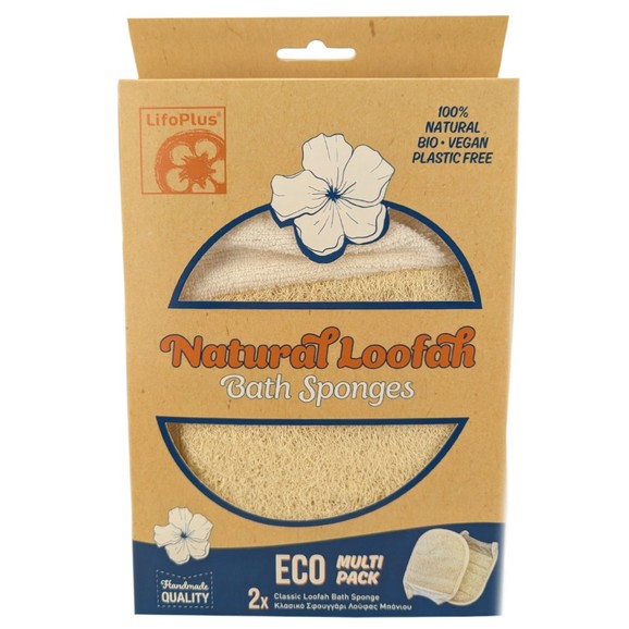 Lifoplus Natural Loofah Eco Multi Pack Classic Bath Sponge 2 Τεμάχια