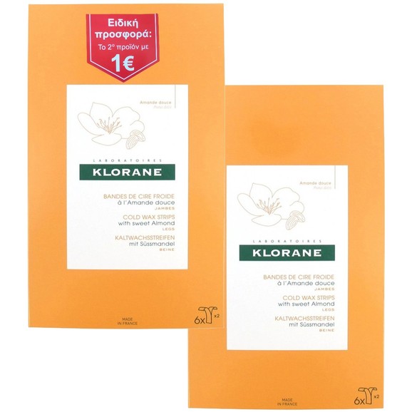 Klorane Πακέτο Προσφοράς Cold Wax Strips with Sweet Almond for Legs σε Ειδική Τιμή 2x6 Τεμάχια
