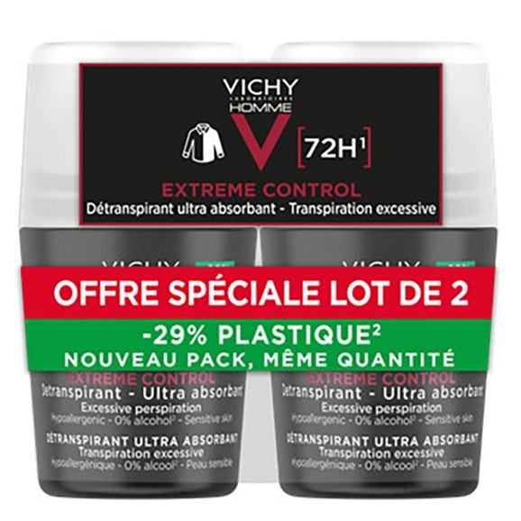 Vichy Promo Homme 72h Extreme Control Antiperspirant Roll-on 2x50ml