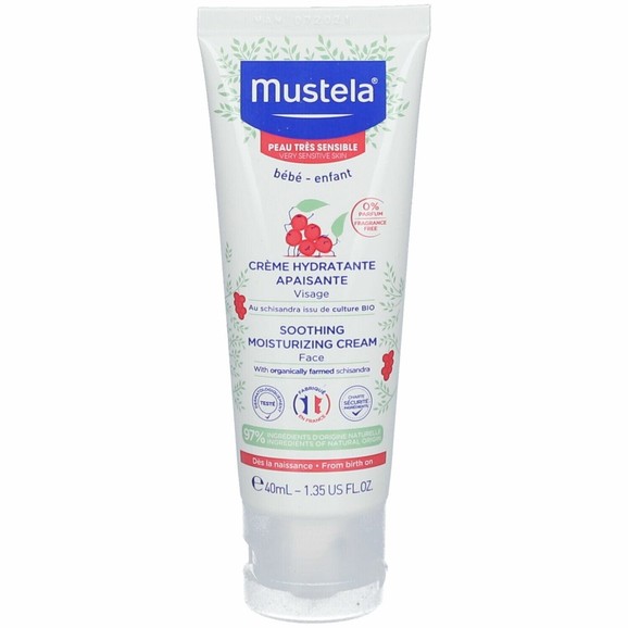 Mustela Soothing Moisturizing Face Cream Βρεφική Καταπραϋντική Ενυδατική Κρέμα Προσώπου για Πολύ Ευαίσθητες Επιδερμίδες 40ml