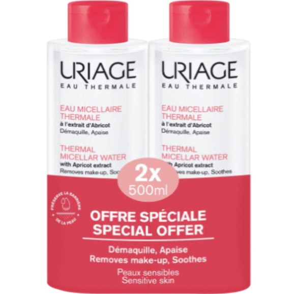 Uriage Promo Eau Thermal Micellar Water with Apricot Extract Sensitive Skin 1Lt (2x500ml) Uriage Promo Eau Thermal Micellar Water with Apricot Extract Sensitive Skin 1Lt (2x500ml)