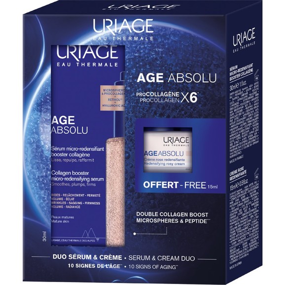 Uriage Promo Coffert Age Absolu Collagen Booster Micro-Redensifying Serum 30ml & Redensifying Rosy Cream 15ml