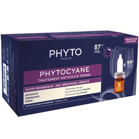 Phyto Phytocyane Anti-Hair Loss Treatment for Women for Progressive Hair Loss 12amp x 5ml