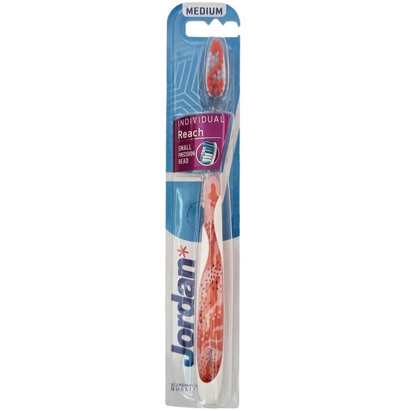Jordan Individual Reach Medium Toothbrush 1 Τεμάχιο Κωδ 310040 - Πορτοκαλί
