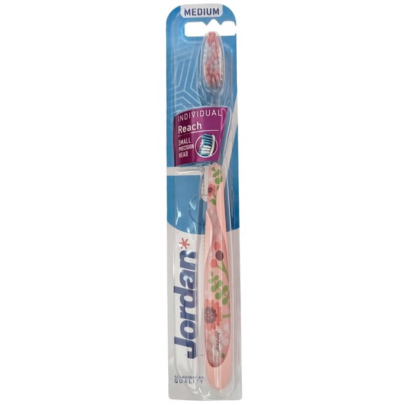 Jordan Individual Reach Medium Toothbrush 1 Τεμάχιο Κωδ 310040 - Ροζ