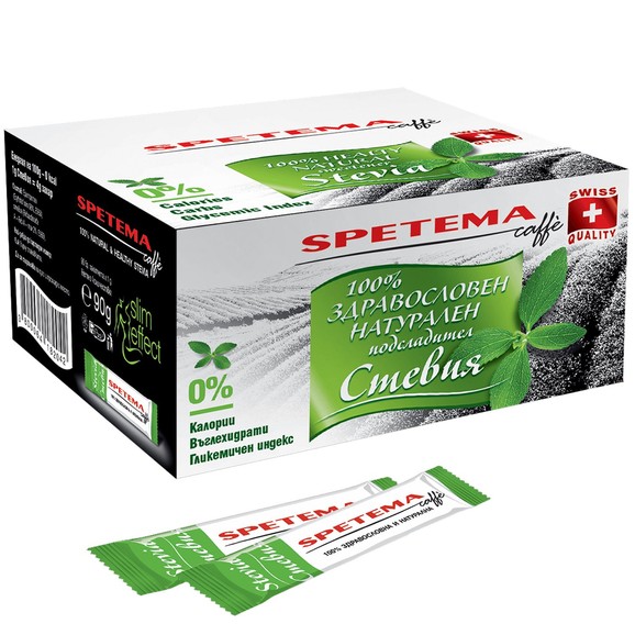 Spetema Stevia 0% Calories Γλυκαντικό Υποκατάστατο Ζάχαρης με Στέβια σε Stick 1g x 90 Τεμάχια