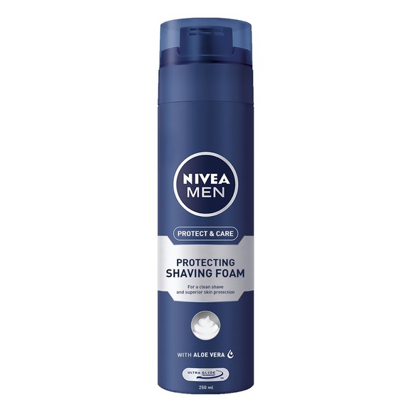 Nivea Men Protect & Care Protecting Shaving Foam Ανδρικός Αφρός Ξυρίσματος με Αλόε Βέρα για Βαθύ & Άνετο Ξύρισμα 250ml