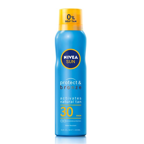 Nivea Sun Protect & Bronze Sun Oil Mist Body Spray Spf30 Activates Natural Tan 300ml