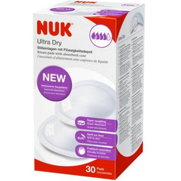 Nuk Ultra Dry Breast Pads with Absorbent Core 30 Pads Nuk Ultra Dry Breast Pads with Absorbent Core 30 Pads