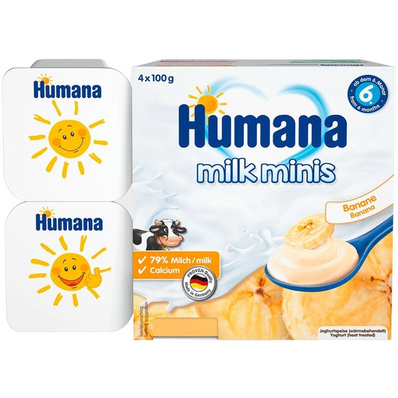Humana Milk Minis Yoghurt Banana 6m+, 4x100g