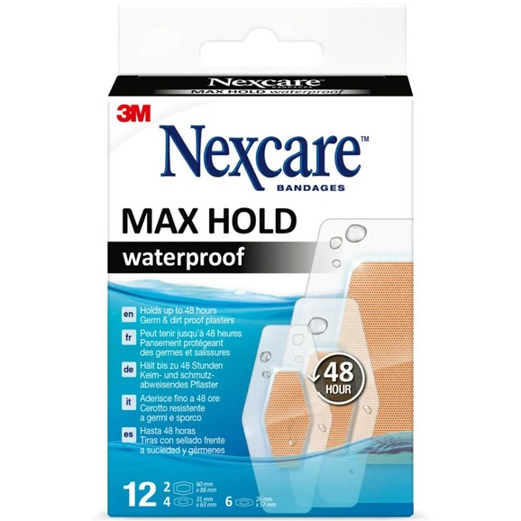 3M Nexcare Bandages Max Hold Waterproof 12 Τεμάχια