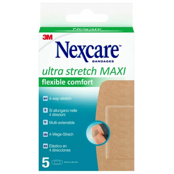 3M Nexcare Ultra Stretch Maxi Flexible Comfort Αυτοκόλλητα Επιθέματα για Μικροτραυματισμούς 50x101mm 5 Τεμάχια