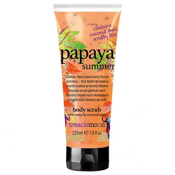 Treaclemoon Papaya Summer Body Scrub with Coconut Shell Scrubby Bits 225ml