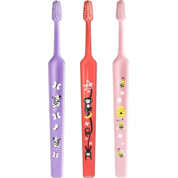 TePe Mini Extra Soft 0-6 Years Toothbrush 3 Τεμάχια - Λιλά/ Κοραλί/ Ρόζ
