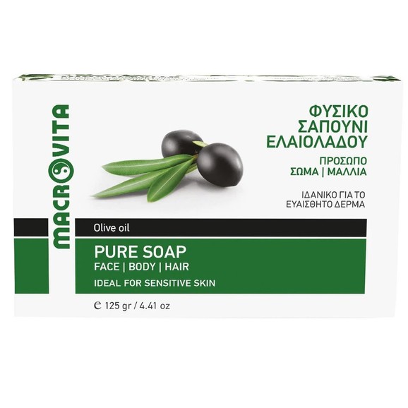 Macrovita Olive Oil Pure Body, Face & Hair Soap 125gr
