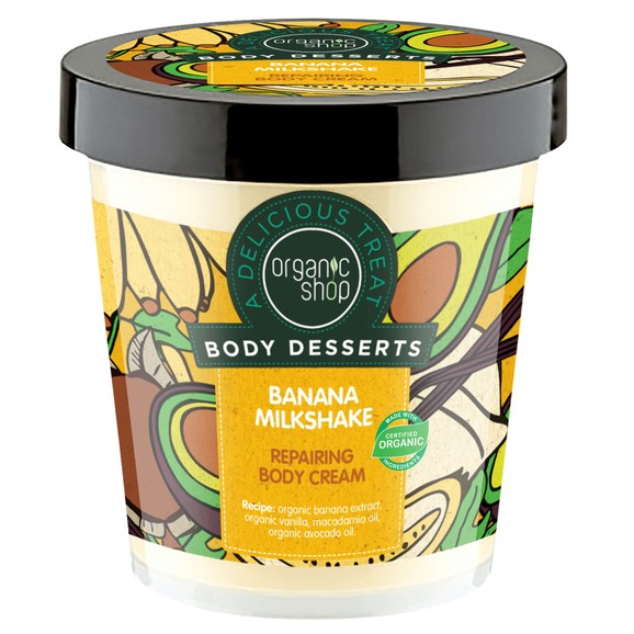 Organic Shop Body Desserts Banana Milkshake Repairing Body Cream 450ml